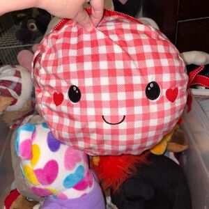 Red Checkered Smiley Face Pillow